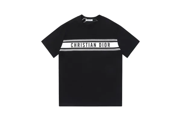 Dior Logo Stripe Black T-Shirt - 1
