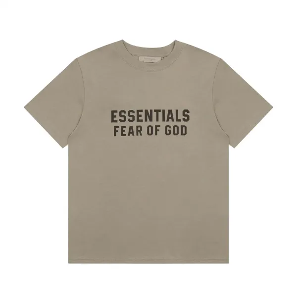 Fear of God Essentials Logo Print Beige T-Shirt - 1