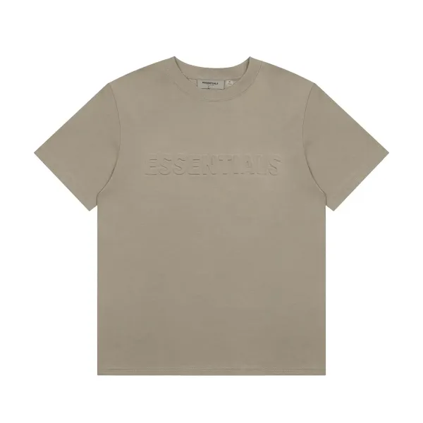 Fear of God Essentials Embossed Logo Beige T-Shirt - 1