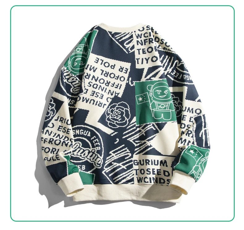 SYNA.TRIBE Collage Print Oversized Hoodie Beige Multicolor - 19