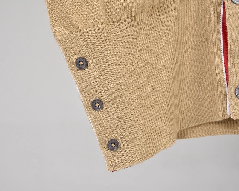 Thom Browne Four-Bar Stripe White V-Neck Cardigan - 23