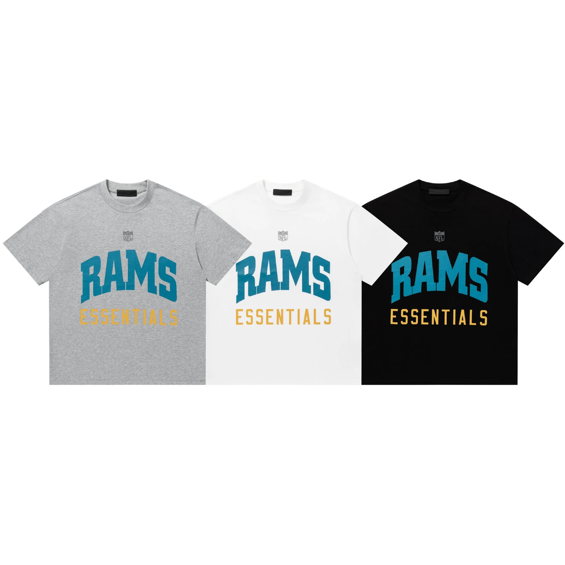 Fear Of God Essentials Light Blue White Black Graphic Tee