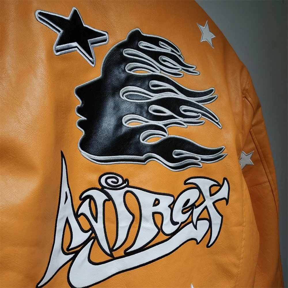 Amiri Rex 50 Star-Embroidered Leather Jacket Orange - 18