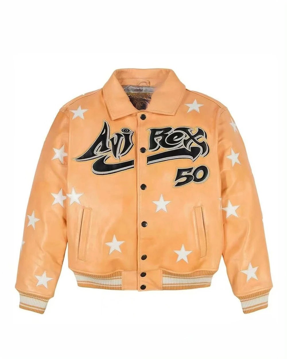 Amiri Rex 50 Star-Embroidered Leather Jacket Orange - 12