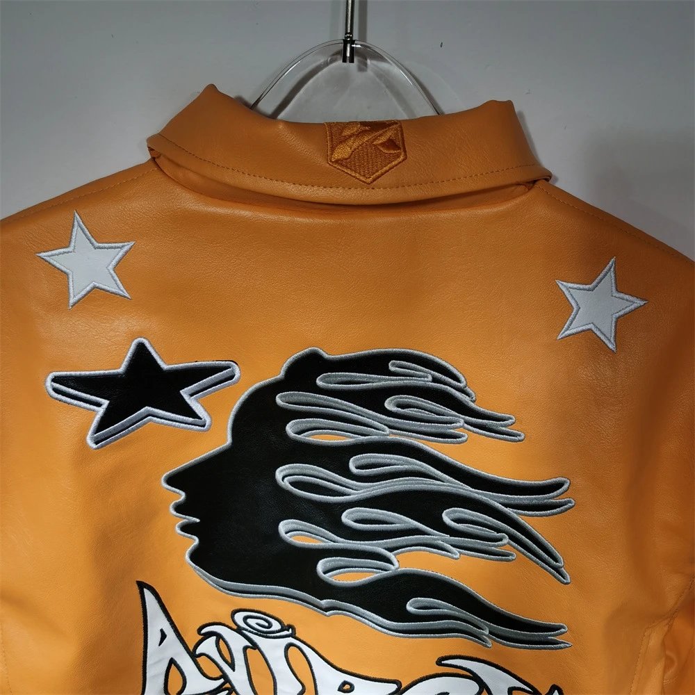 Amiri Rex 50 Star-Embroidered Leather Jacket Orange - 27
