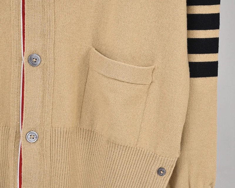Thom Browne Four-Bar Stripe White V-Neck Cardigan - 21