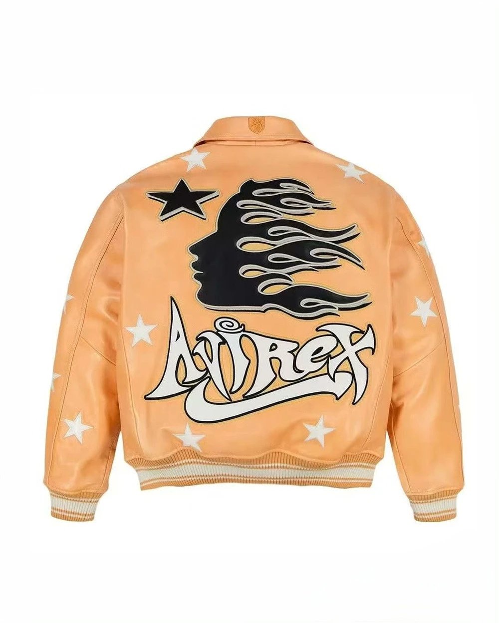 Amiri Rex 50 Star-Embroidered Leather Jacket Orange - 13