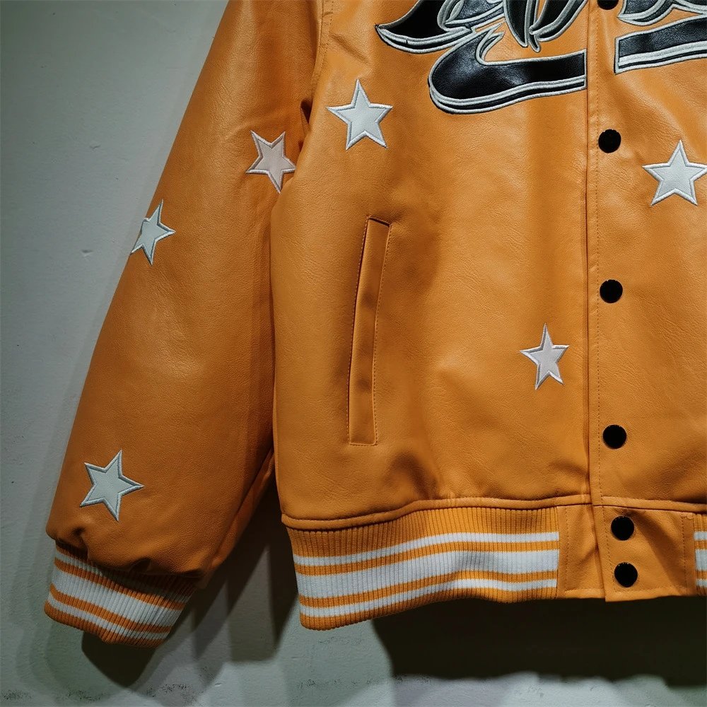 Amiri Rex 50 Star-Embroidered Leather Jacket Orange - 20