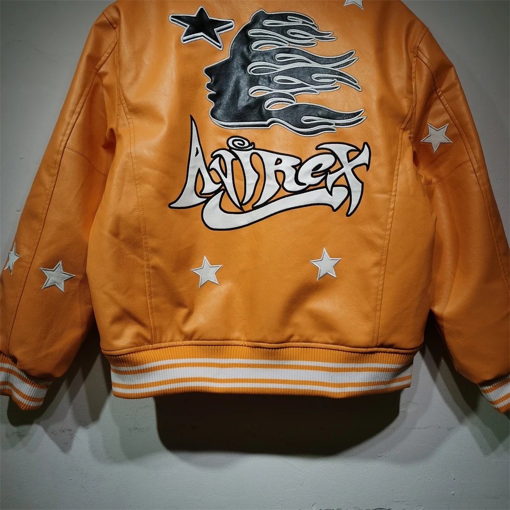 Amiri Rex 50 Star-Embroidered Leather Jacket Orange - 23