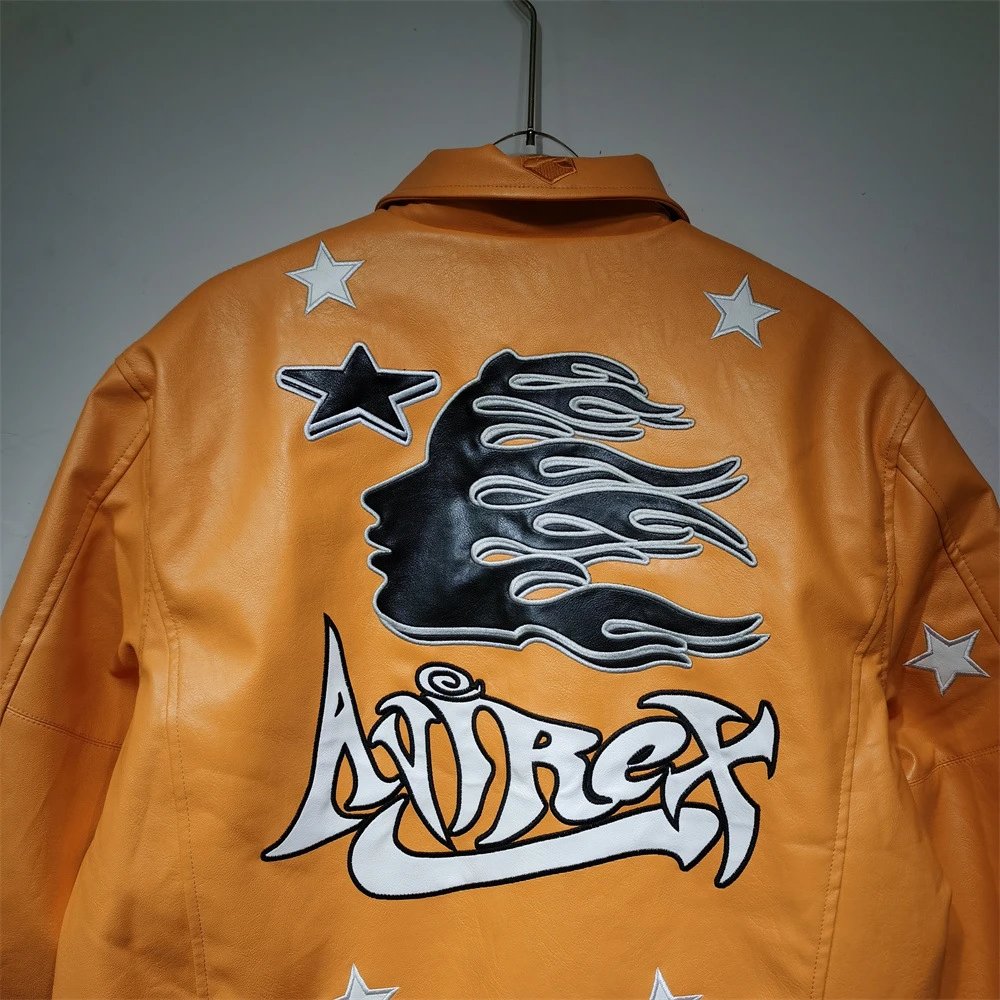 Amiri Rex 50 Star-Embroidered Leather Jacket Orange - 25