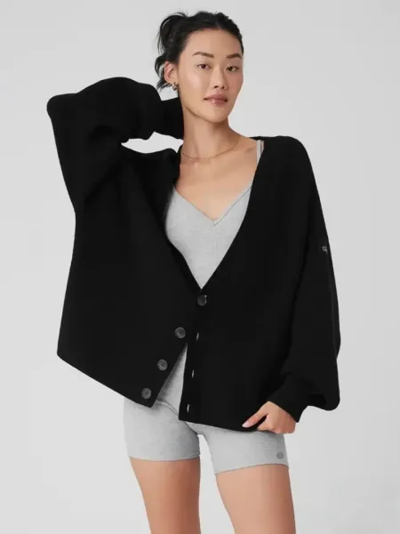 Alo Knit V-Neck Cardigan Brown - 16
