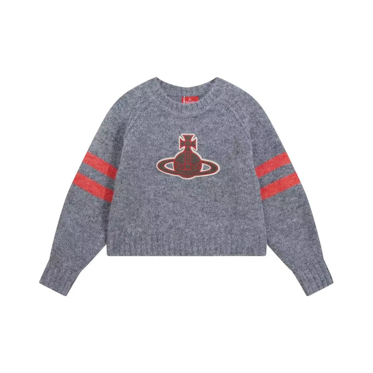 Vivienne Westwood Knitwear Orb Embroidered Striped-Sleeve Crewneck Sweater image 4