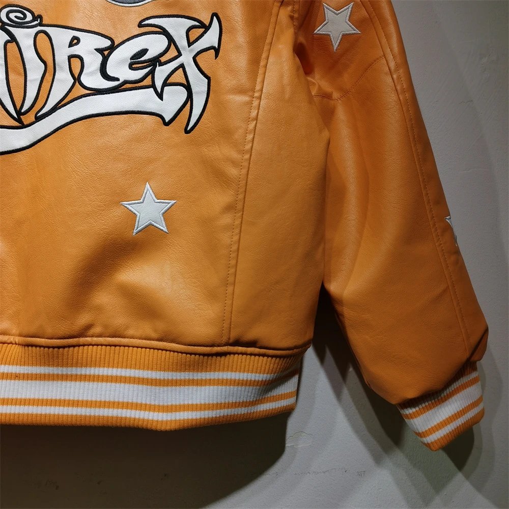 Amiri Rex 50 Star-Embroidered Leather Jacket Orange - 21