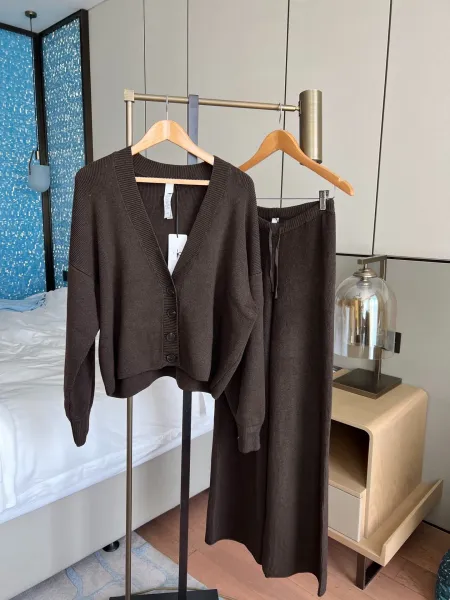 Alo Knit V-Neck Cardigan Brown - 8