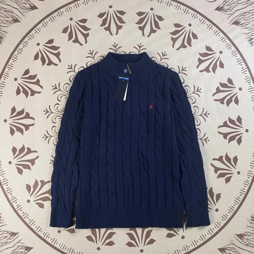 Embroidered Half Zipper Knitted Shirt