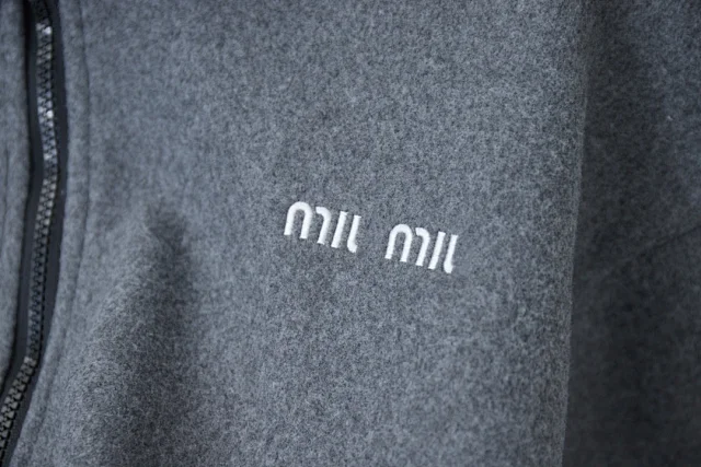 Miu Jackets Embroidered Logo Zip-Up Fleece Jacket product detail image 12