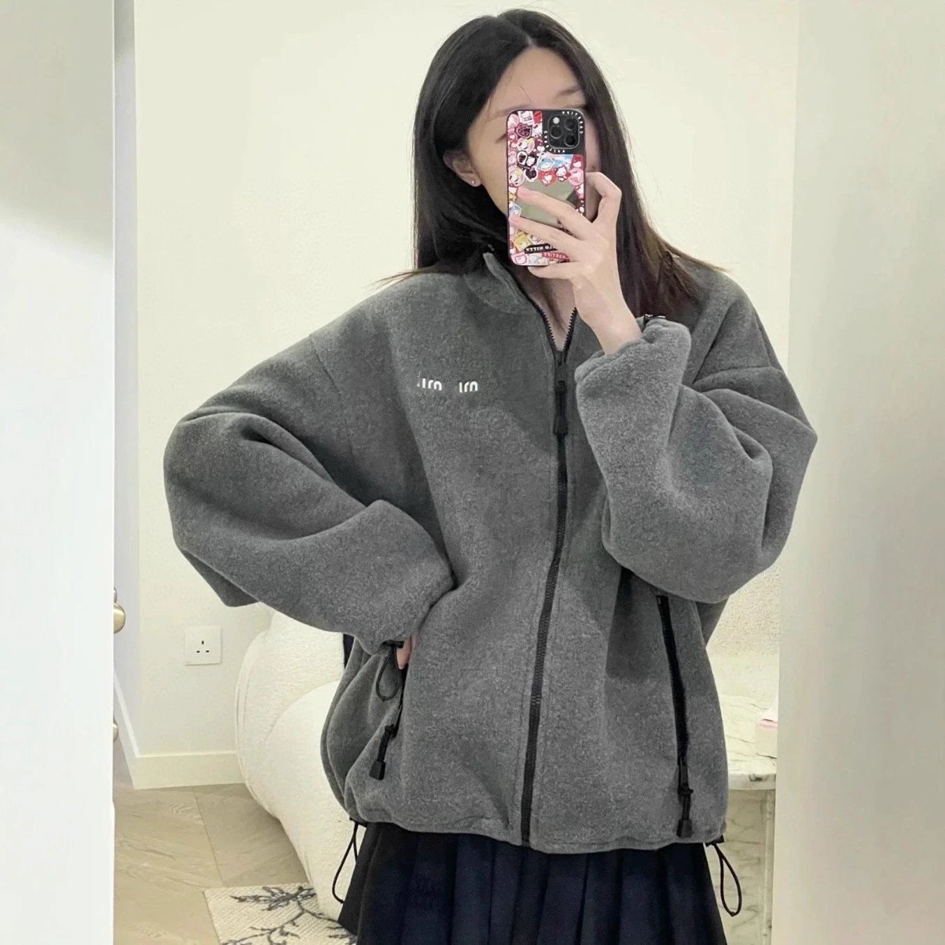 Miu Jackets Embroidered Logo Zip-Up Fleece Jacket image 3