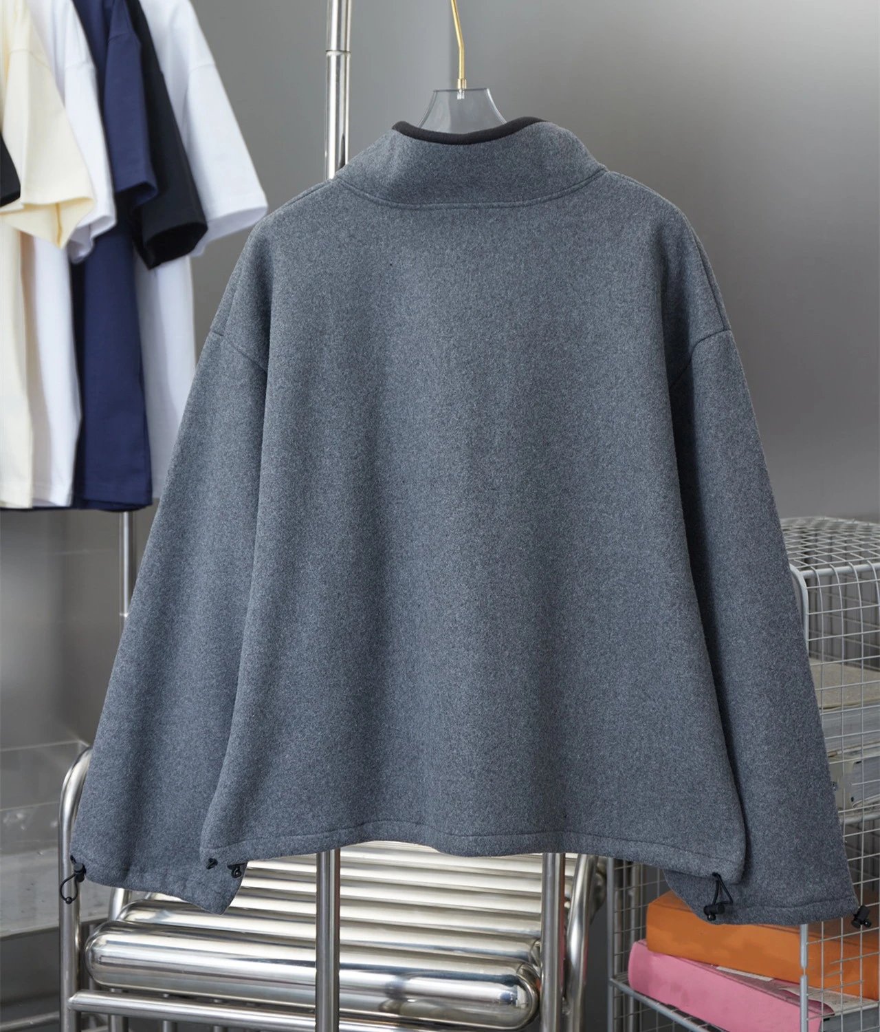 Miu Miu Fleece Zip-Up Jacket Gray Outerwear - 10