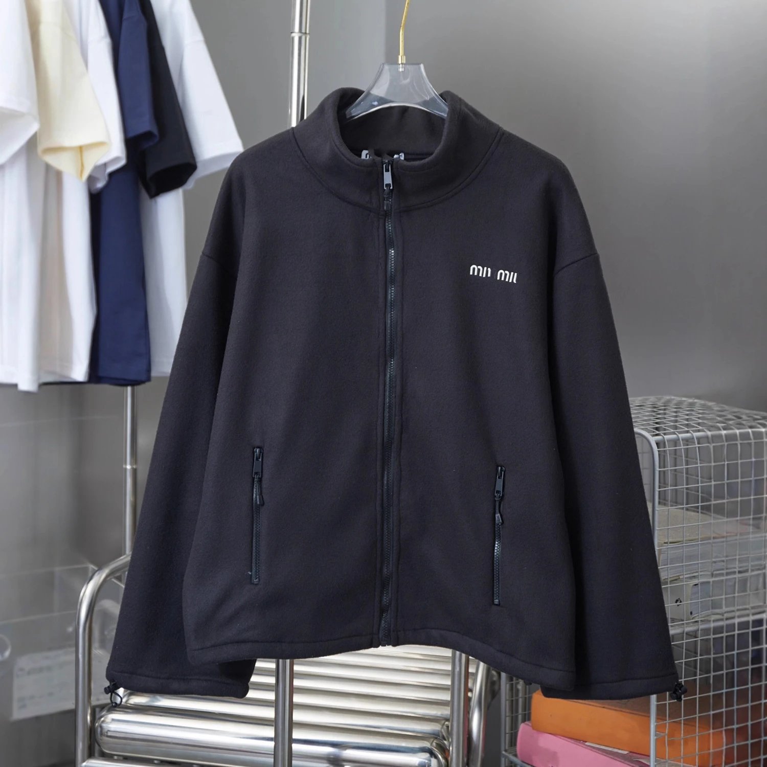 Miu Jackets Embroidered Logo Zip-Up Fleece Jacket image 5