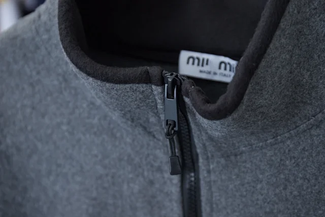 Miu Jackets Embroidered Logo Zip-Up Fleece Jacket product detail image 11