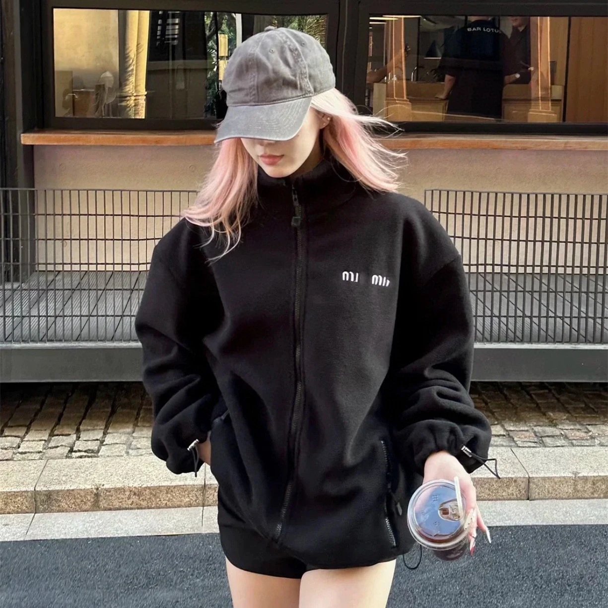 Miu Jackets Embroidered Logo Zip-Up Fleece Jacket image 4