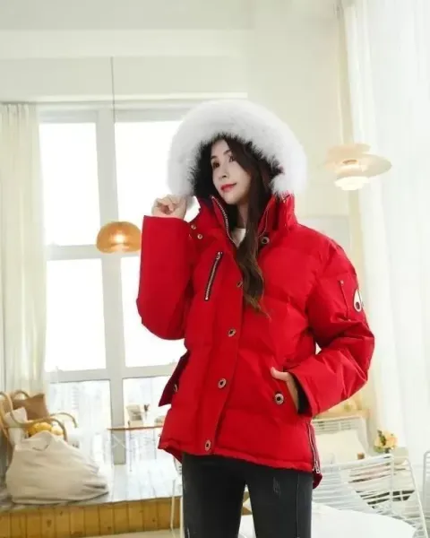 Moose Knuckles Parka Black with White Fur Trim and Pom-Poms Down Jacket - 15