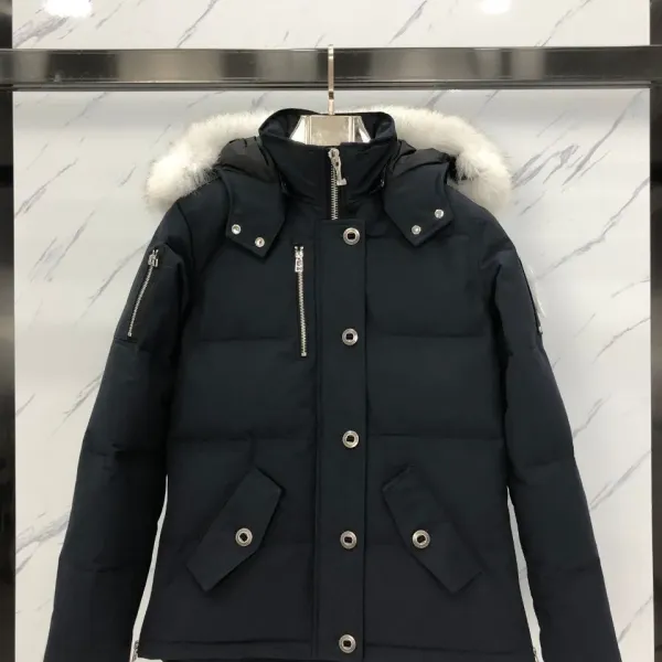 Moose Knuckles Parka Black with White Fur Trim and Pom-Poms Down Jacket - 4