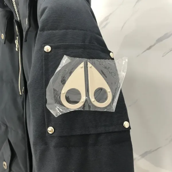 Moose Knuckles Parka Black with White Fur Trim and Pom-Poms Down Jacket - 9