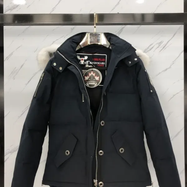 Moose Knuckles Parka Black with White Fur Trim and Pom-Poms Down Jacket - 7