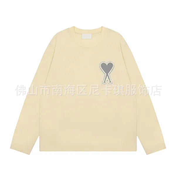 Ami Paris Heart Logo Long-Sleeve T-Shirt Beige - 1