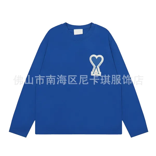 Ami Paris Heart Logo Long-Sleeve T-Shirt Royal Blue - 1