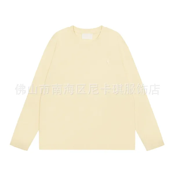 Ami Paris Long Sleeve T-Shirt Pale Yellow - 1