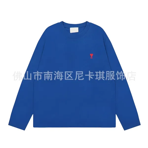 Ami Paris Heart Logo Long-Sleeve T-Shirt Royal Blue - 1