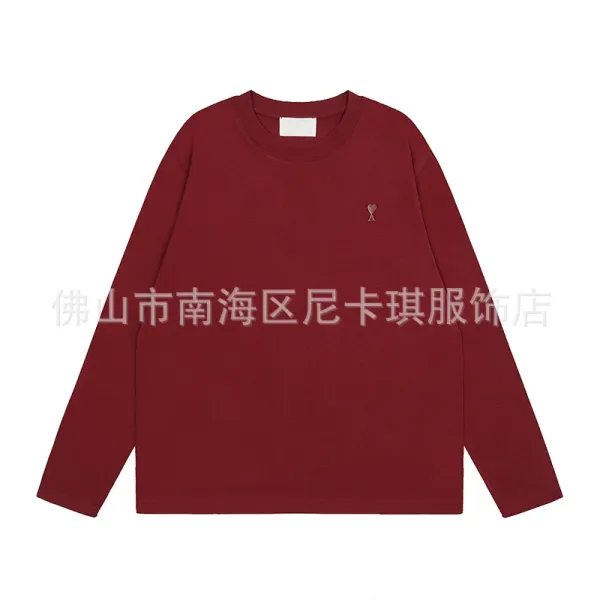 Ami Paris Heart Logo Long-Sleeve T-Shirt Burgundy - 1