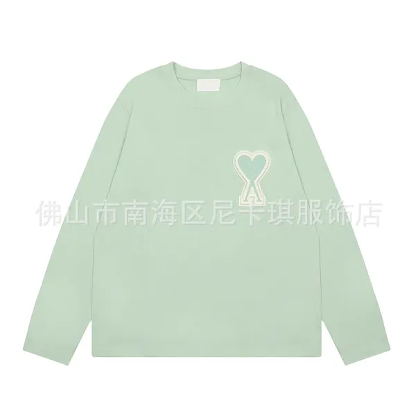 Off-White Heart Keyhole Embroidered Mint Green Long-Sleeve T-Shirt - 1