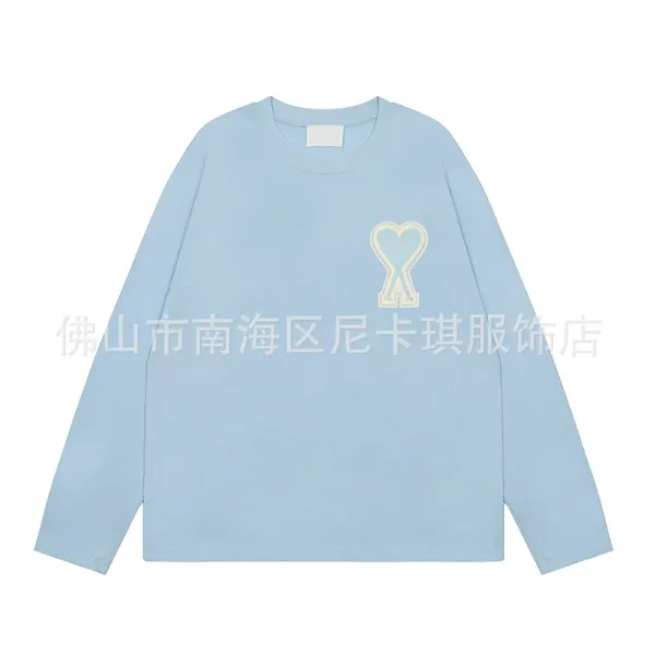 Ami Paris Heart Logo Long-Sleeve T-Shirt Light Blue - 1