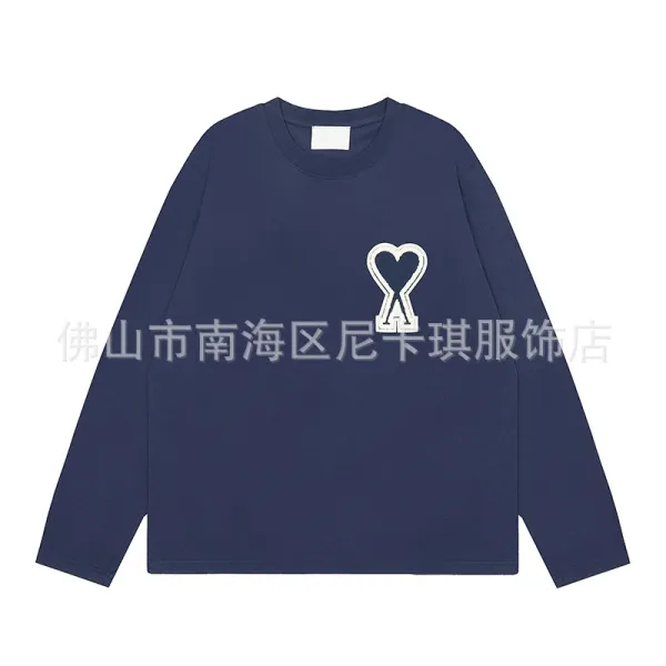 Ami Paris Heart Logo Long-Sleeve T-Shirt Navy - 1