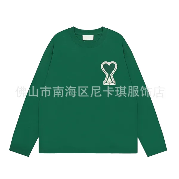 Ami Paris Heart Logo Long-Sleeve T-Shirt Forest Green - 1