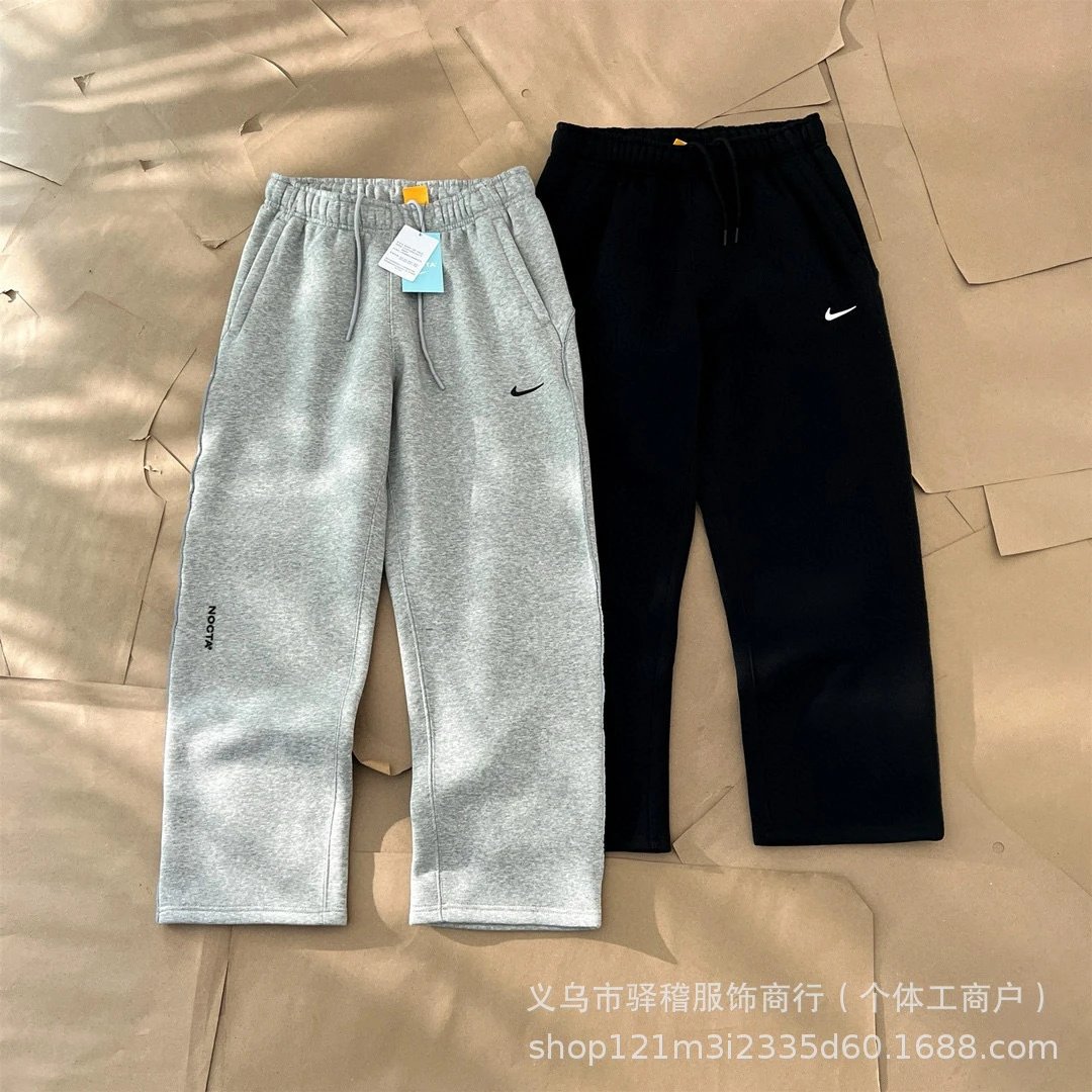 Men's casual pants autumn/winter NK printed silicone small label with fleece hooded sweatshirt NOCTA3M reflective line sweatshirt