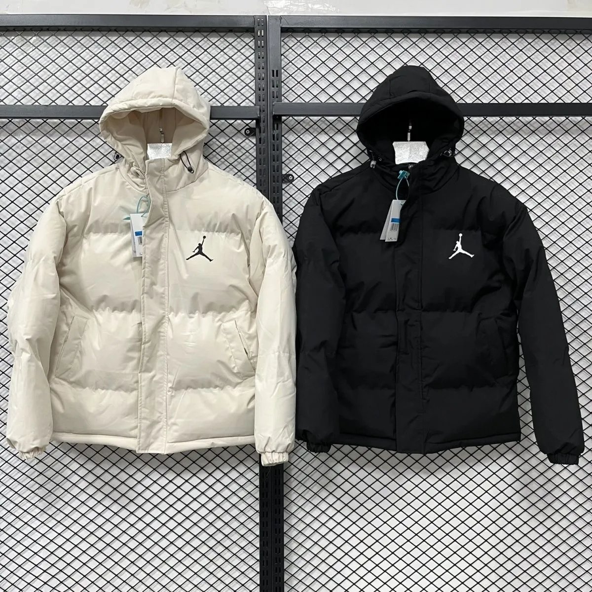 Jordan Puffer Hooded Off-White and Black Winter Jacket