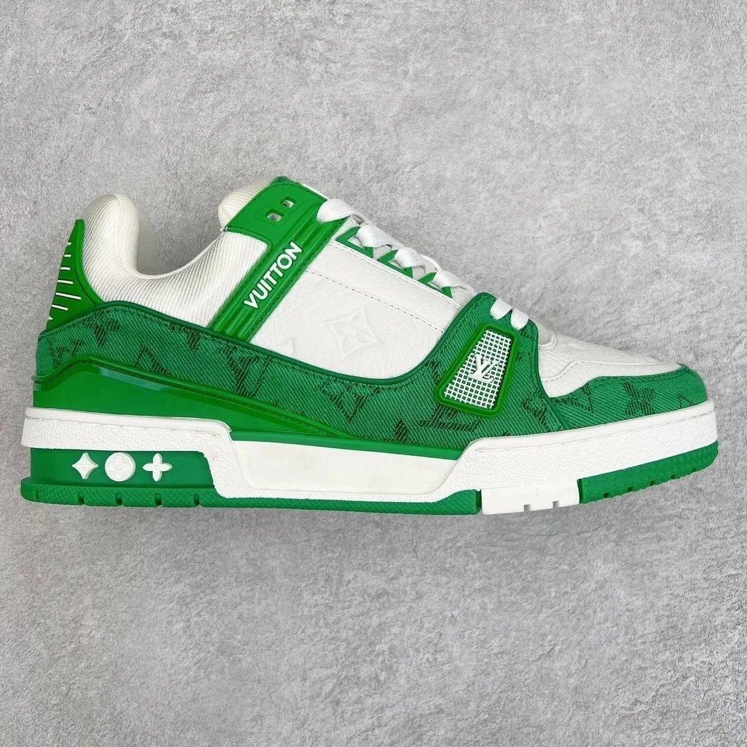 White and green denim