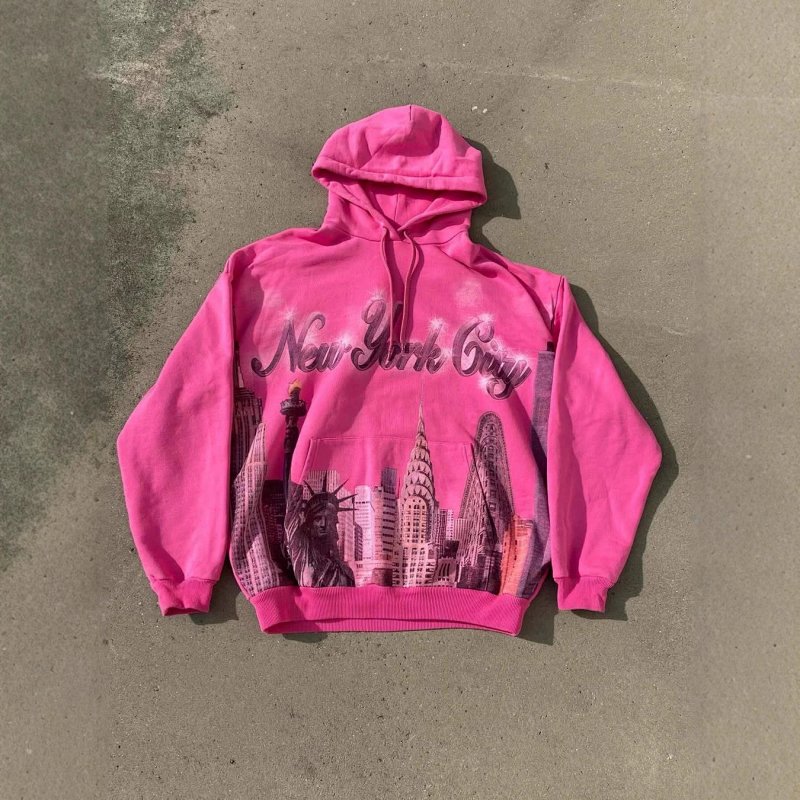 New York City Airbrush Hoodie Pink