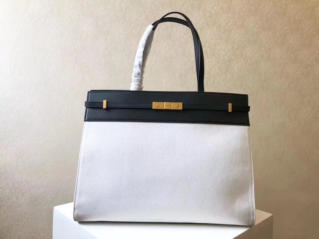 SAC MANHATTAN 职场女性必备品，顶级南非进口牛皮配特殊定制帆布，尺寸：40x30x15cm