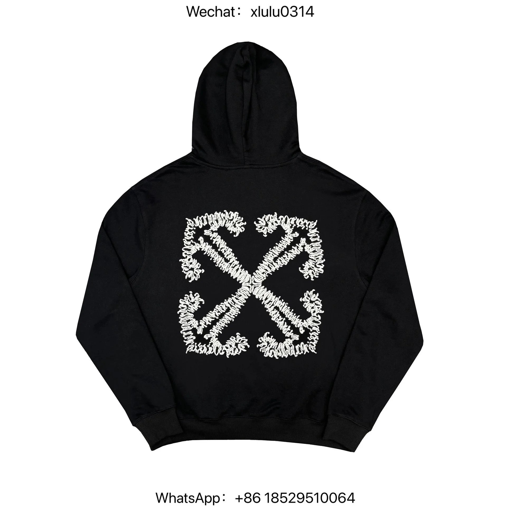 Jasonreps Ow White Embroidered Arrow Hoodie