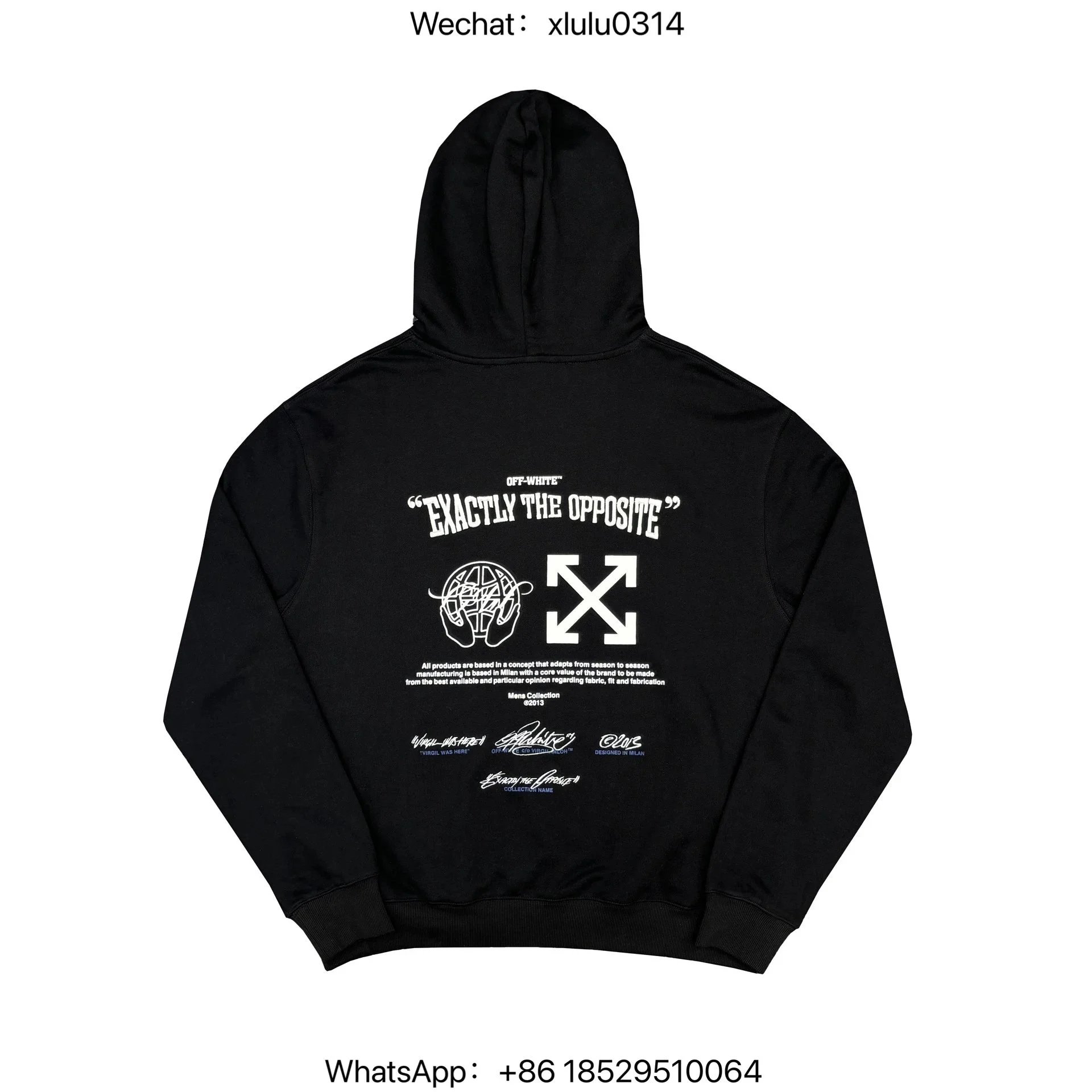 Jasonreps Ow Blue Embroidered Letter Hoodie