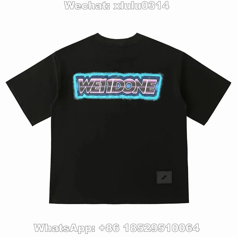 WE11DONE 21SS 彩喷渐变LOGO涂鸦印花字母短袖T恤