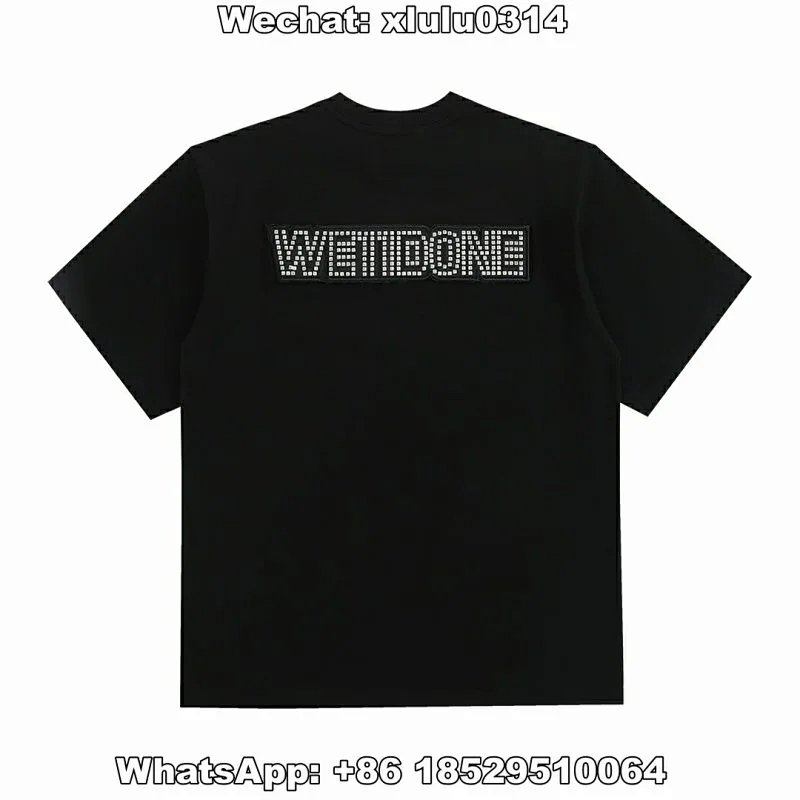 WE11DONE 珠片字母短袖