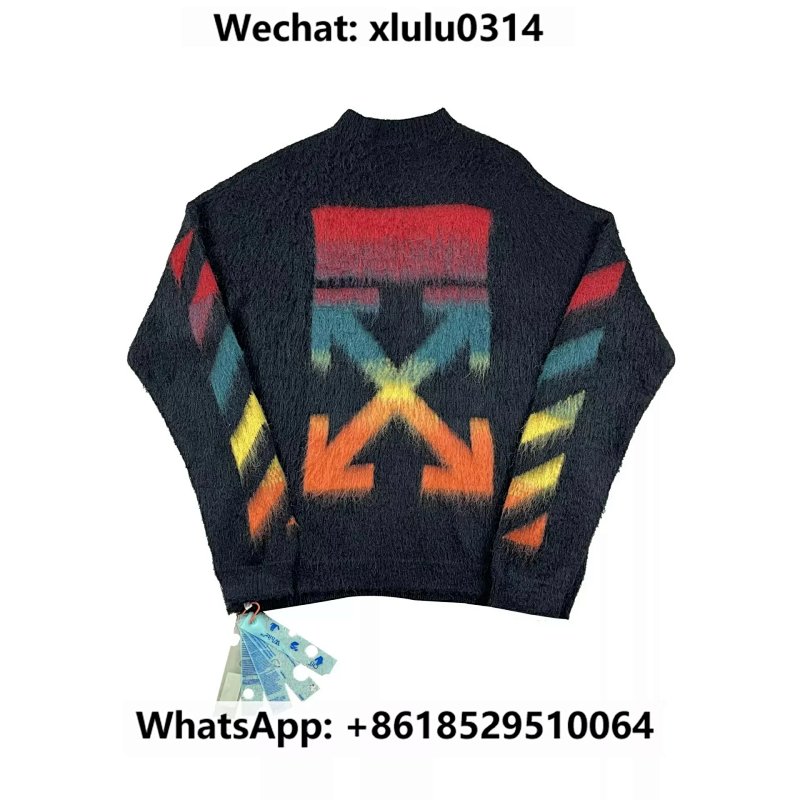 OW彩虹渐变圆领马海毛