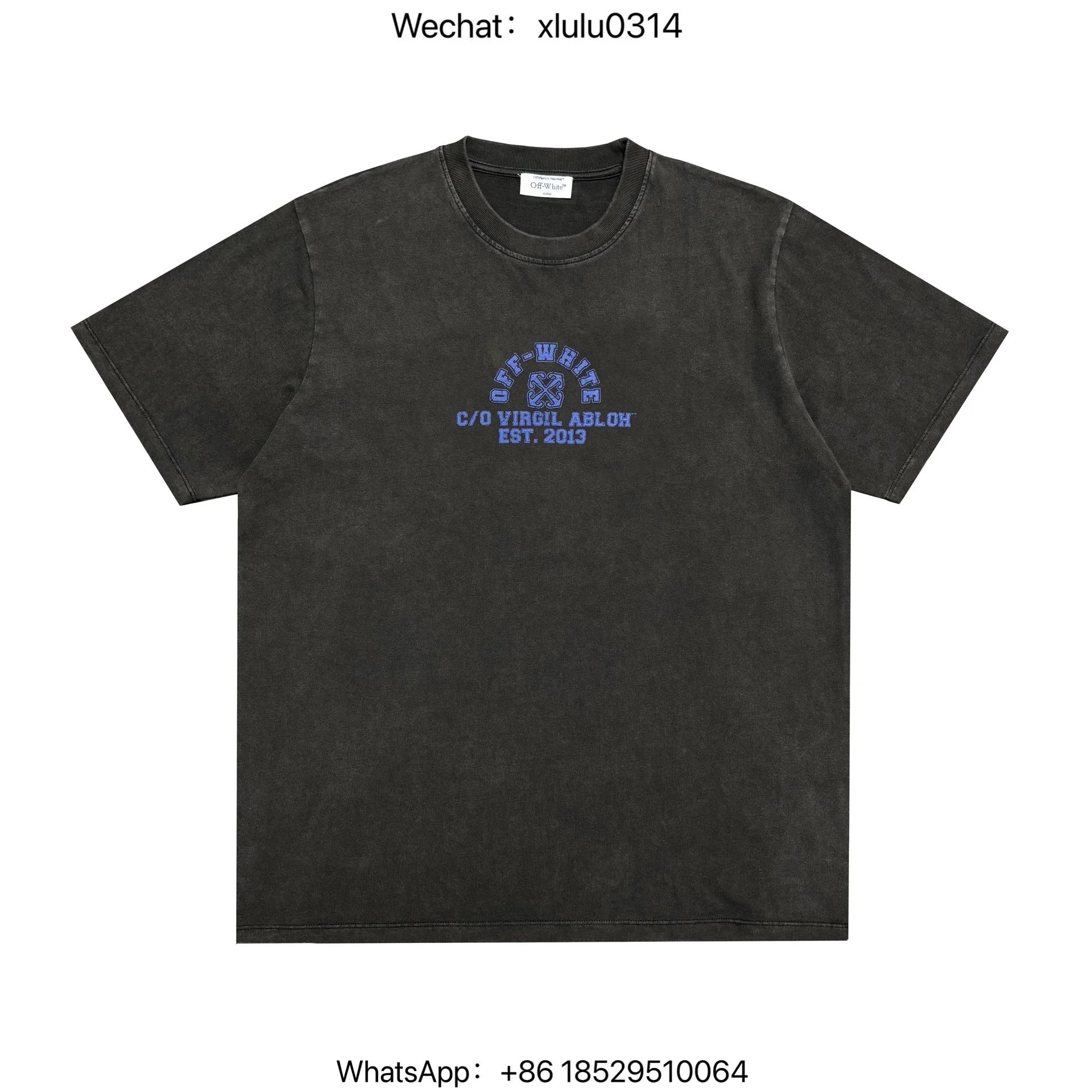 Jasonreps Ow's new blue slogan short sleeved shirt