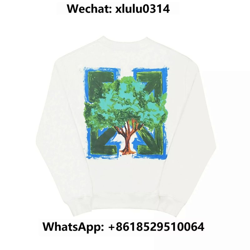 Ow环保树木圆领卫衣 白色
